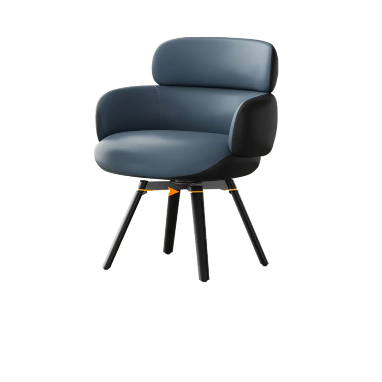 Blue Gray Cozy Solid-Back Leather Dining Chair — Orange/ Black