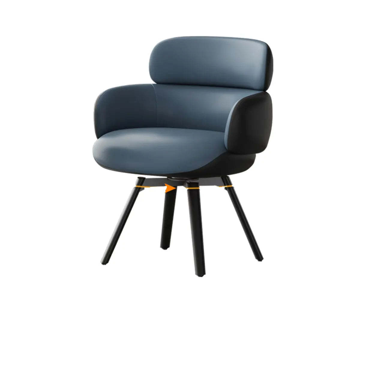Blue Gray Cozy Solid-Back Leather Dining Chair — Orange/ Black