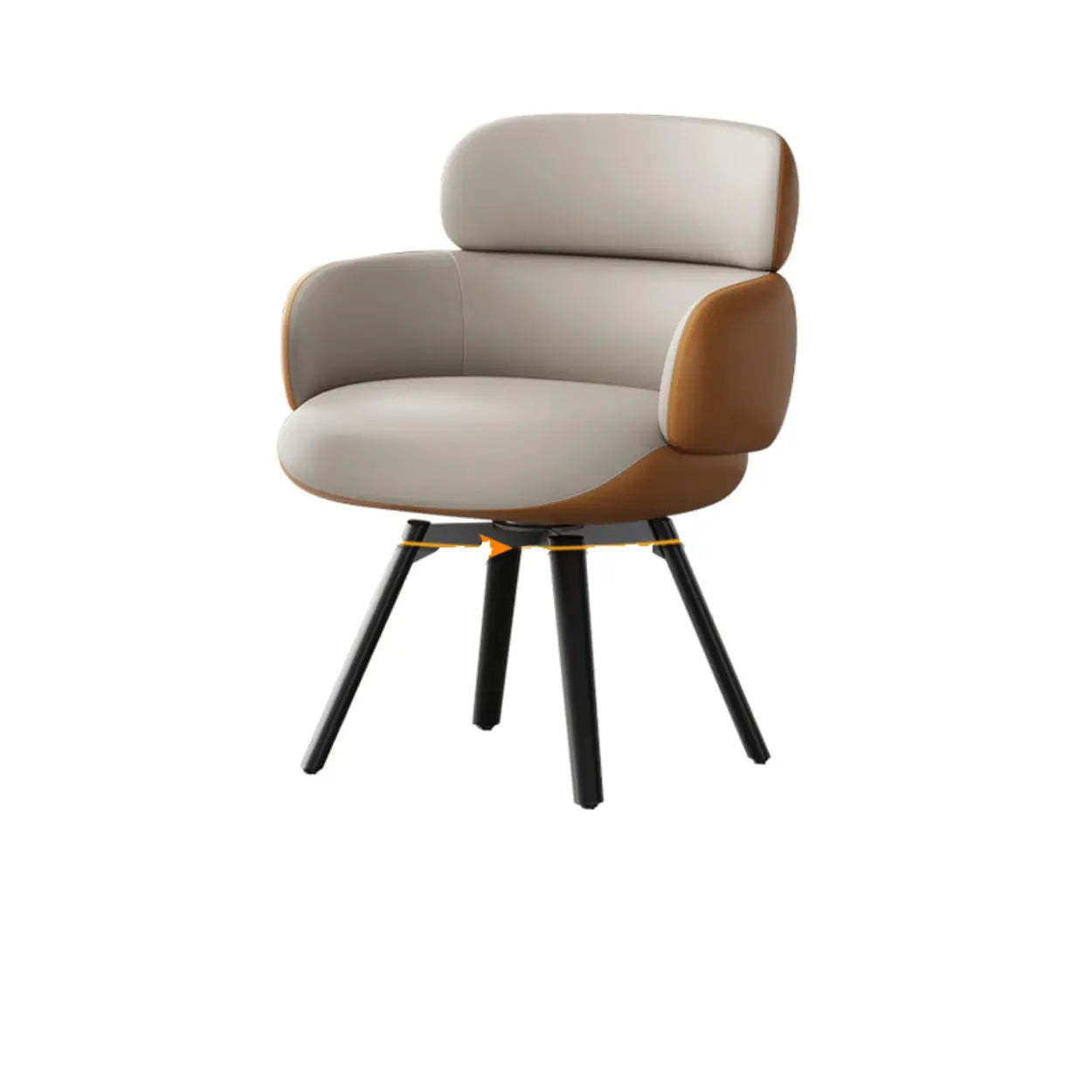 Blue Gray Cozy Solid-Back Leather Dining Chair — Orange