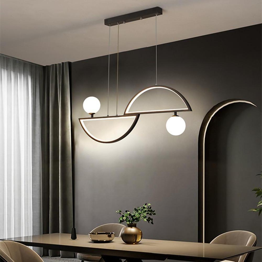 2 Semi Circles Glass Globes LED Dimmable Modern Pendant Lighting Chandeliers-Lighom