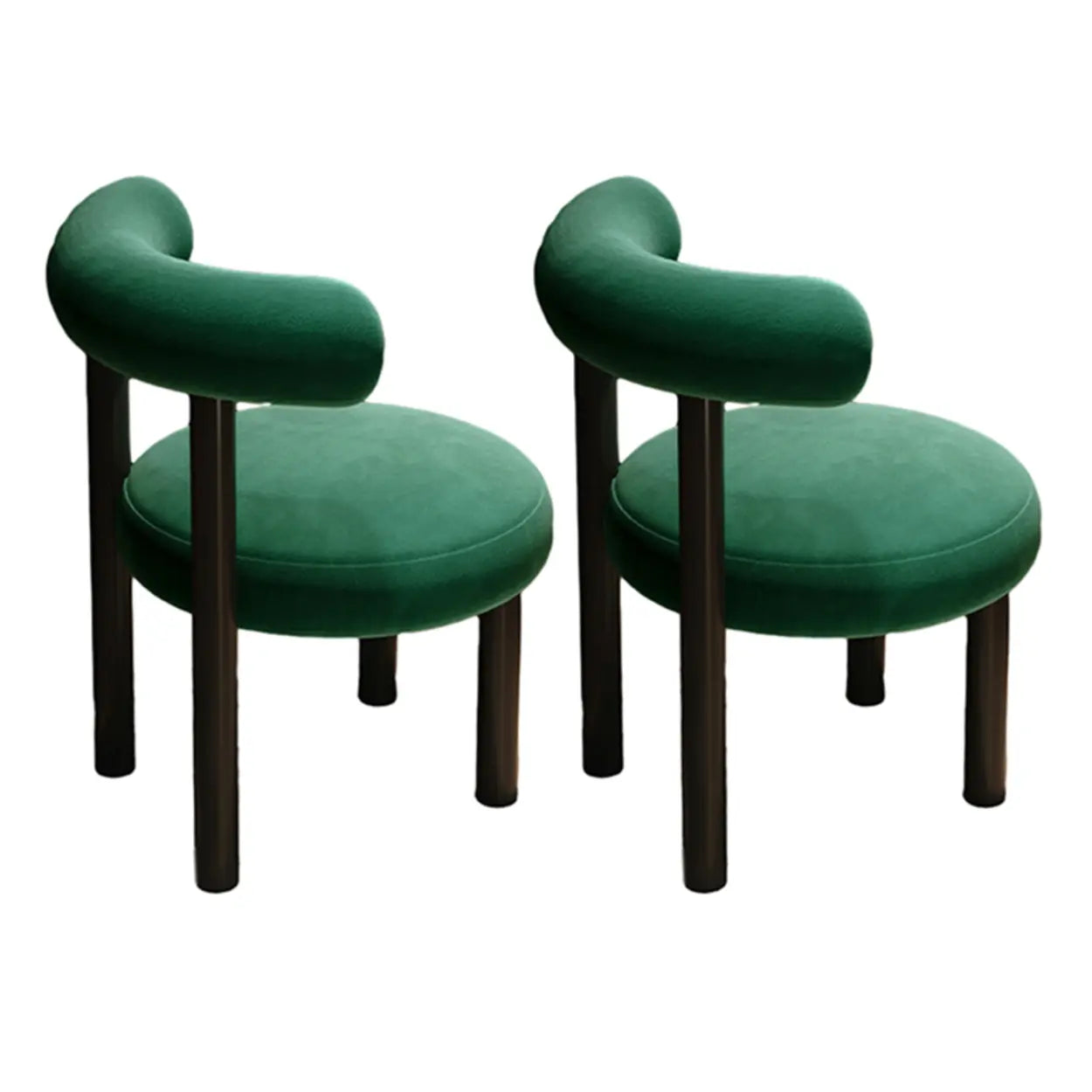 Cream Upholstered Metal Vanity Stool with Arc Back — Pink / 2 Piece Set