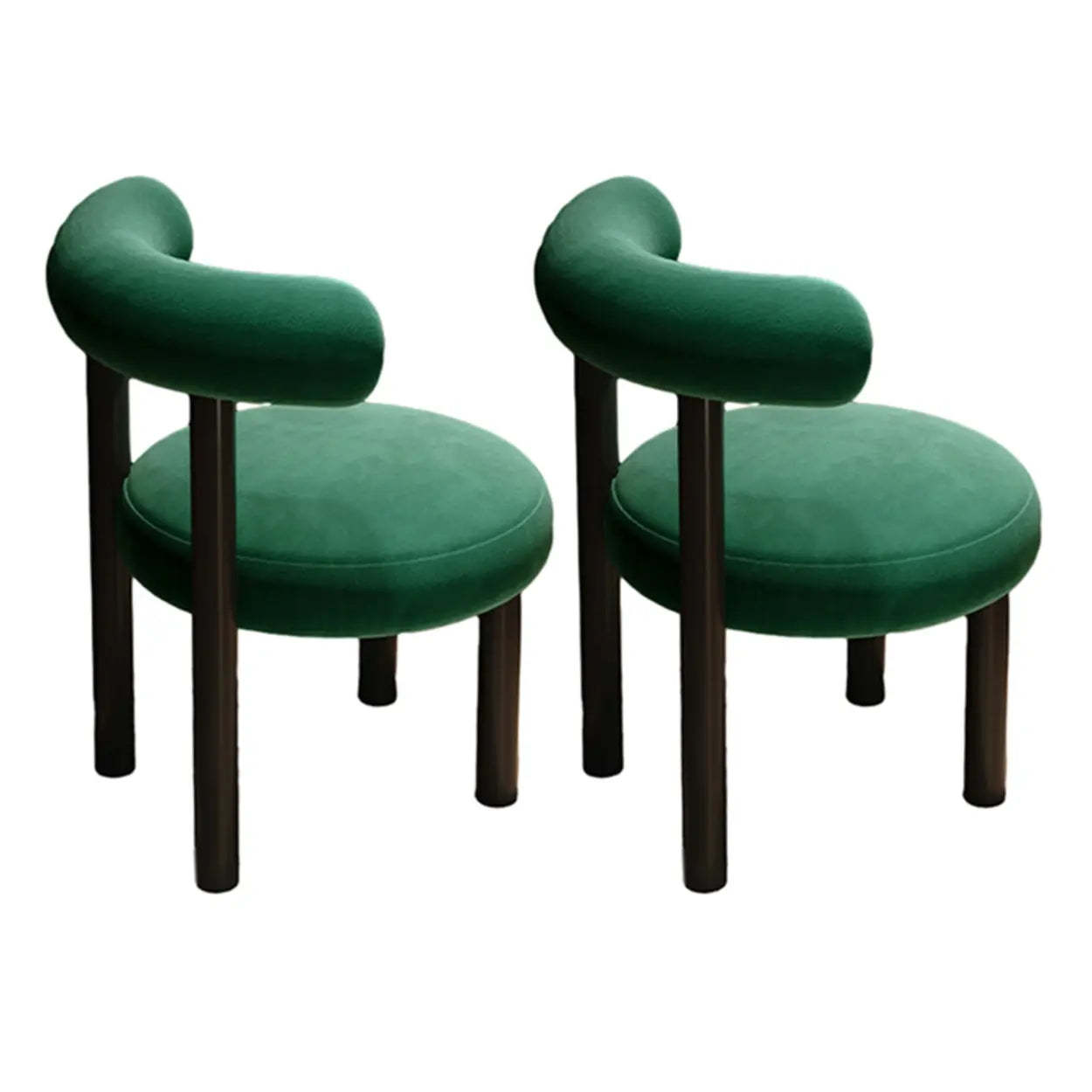 Cream Upholstered Metal Vanity Stool with Arc Back — Pink / 2 Piece Set