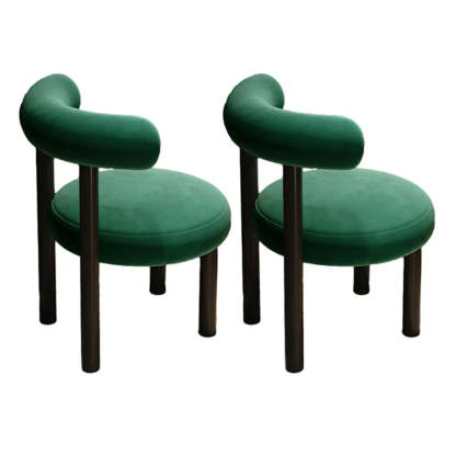 Cream Upholstered Metal Vanity Stool with Arc Back — Pink / 2 Piece Set