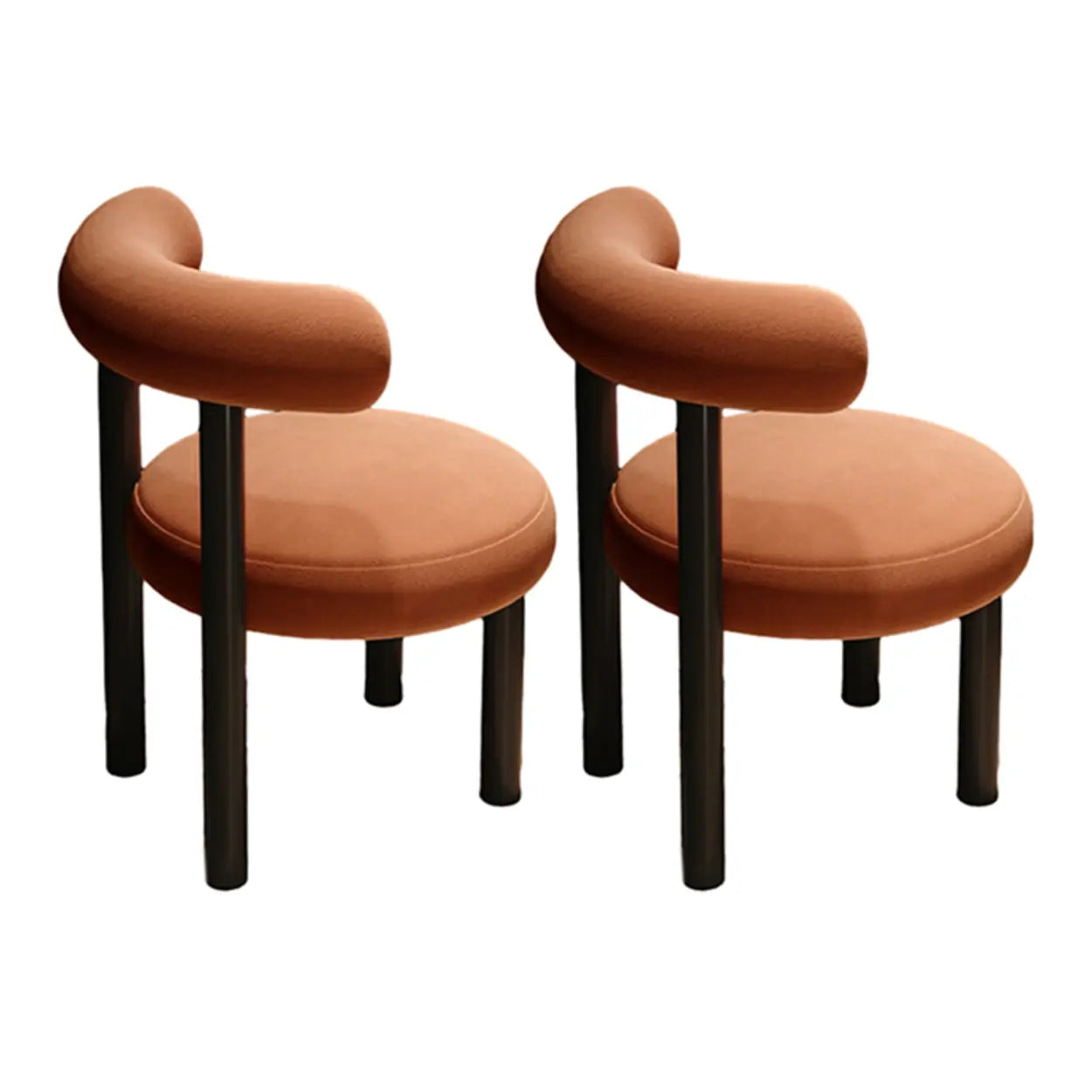 Cream Upholstered Metal Vanity Stool with Arc Back — Grey / 1 Piece