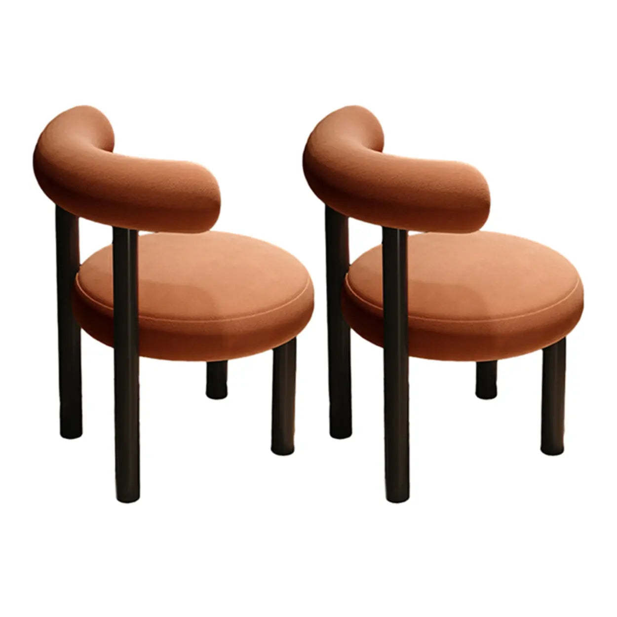 Cream Upholstered Metal Vanity Stool with Arc Back — Grey / 1 Piece