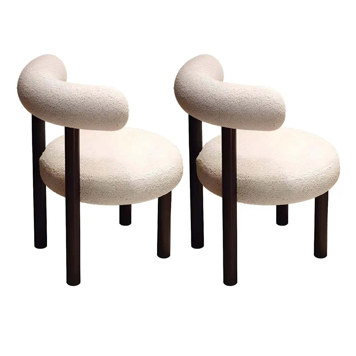 Cream Upholstered Metal Vanity Stool with Arc Back — Grey / 2 Piece Set