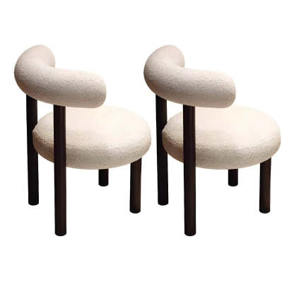 Cream Upholstered Metal Vanity Stool with Arc Back — Grey / 2 Piece Set
