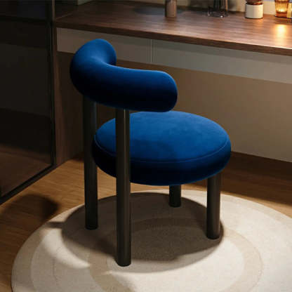 Cream Upholstered Metal Vanity Stool with Arc Back