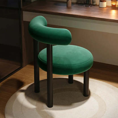 Cream Upholstered Metal Vanity Stool with Arc Back