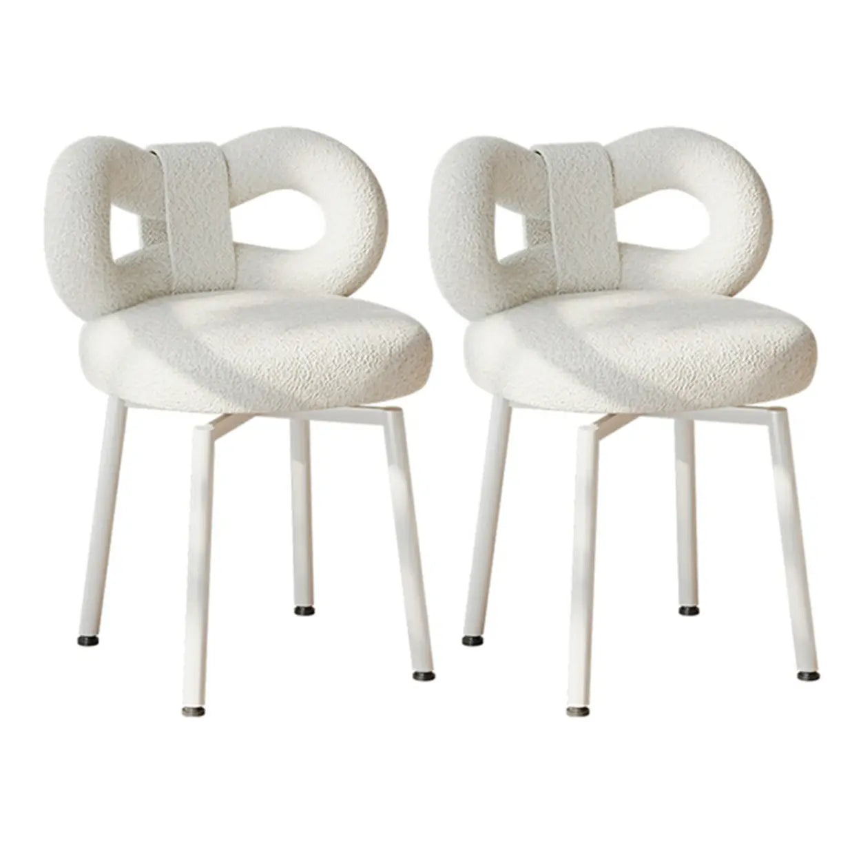 Cream Upholstered Metal Vanity Stool with Arc Back — Black / 2 Piece Set