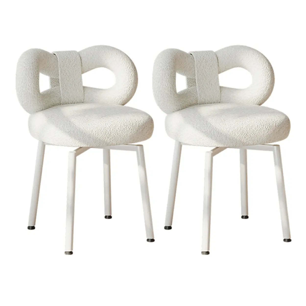 Cream Upholstered Metal Vanity Stool with Arc Back — Black / 2 Piece Set
