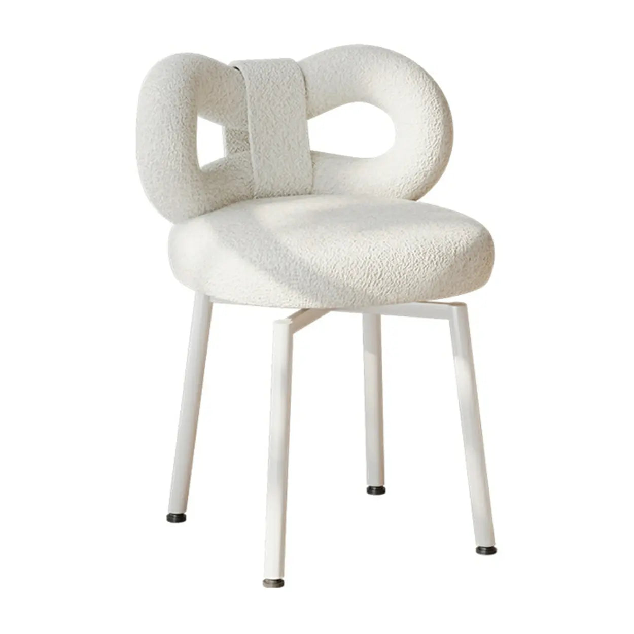 Cream Upholstered Metal Vanity Stool with Arc Back