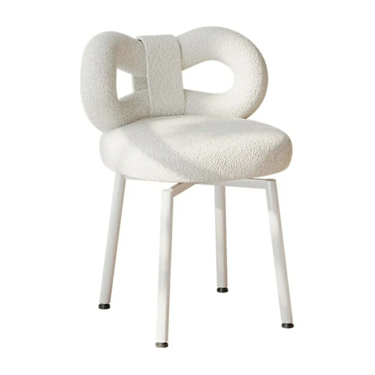 Cream Upholstered Metal Vanity Stool with Arc Back