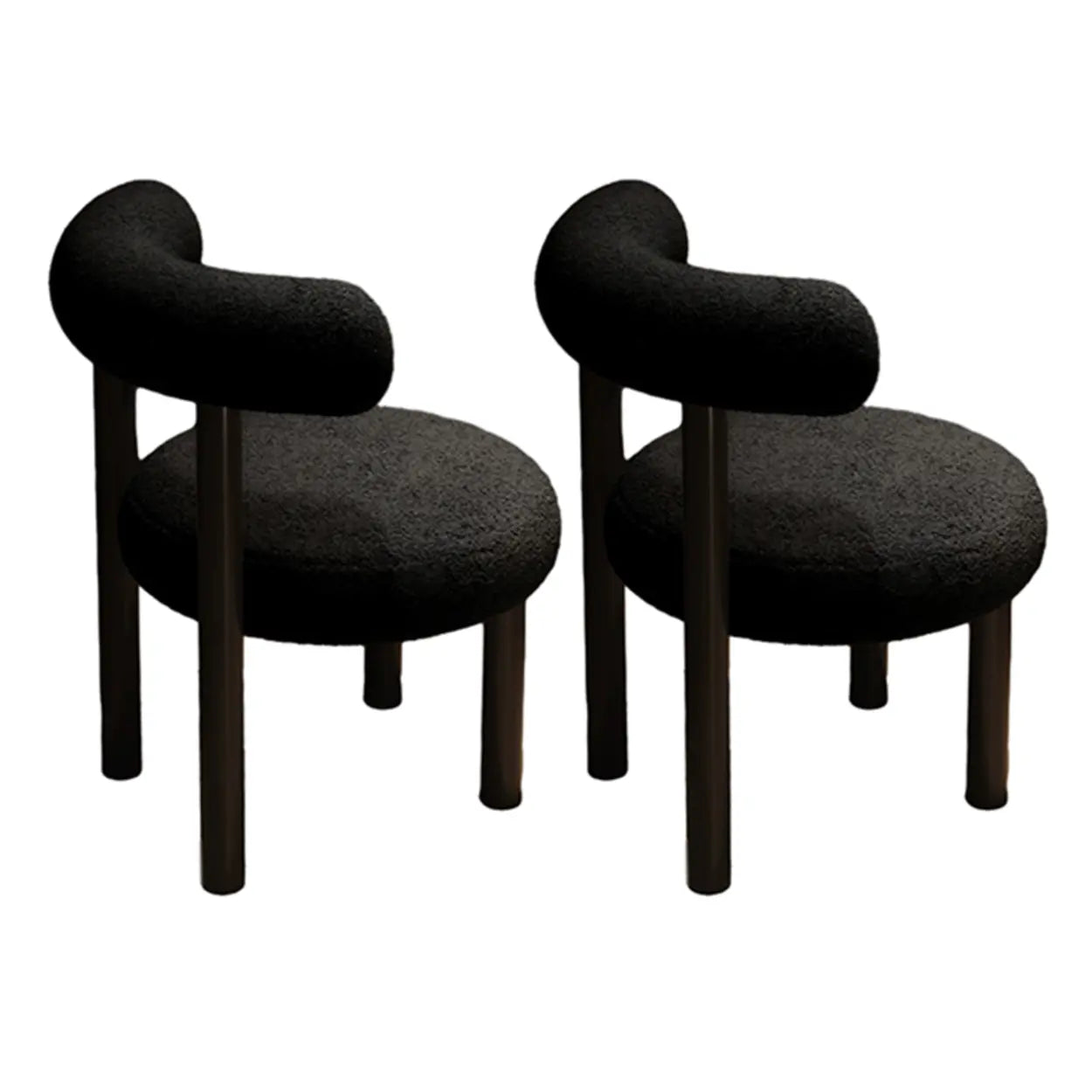 Cream Upholstered Metal Vanity Stool with Arc Back — Green / 1 Piece
