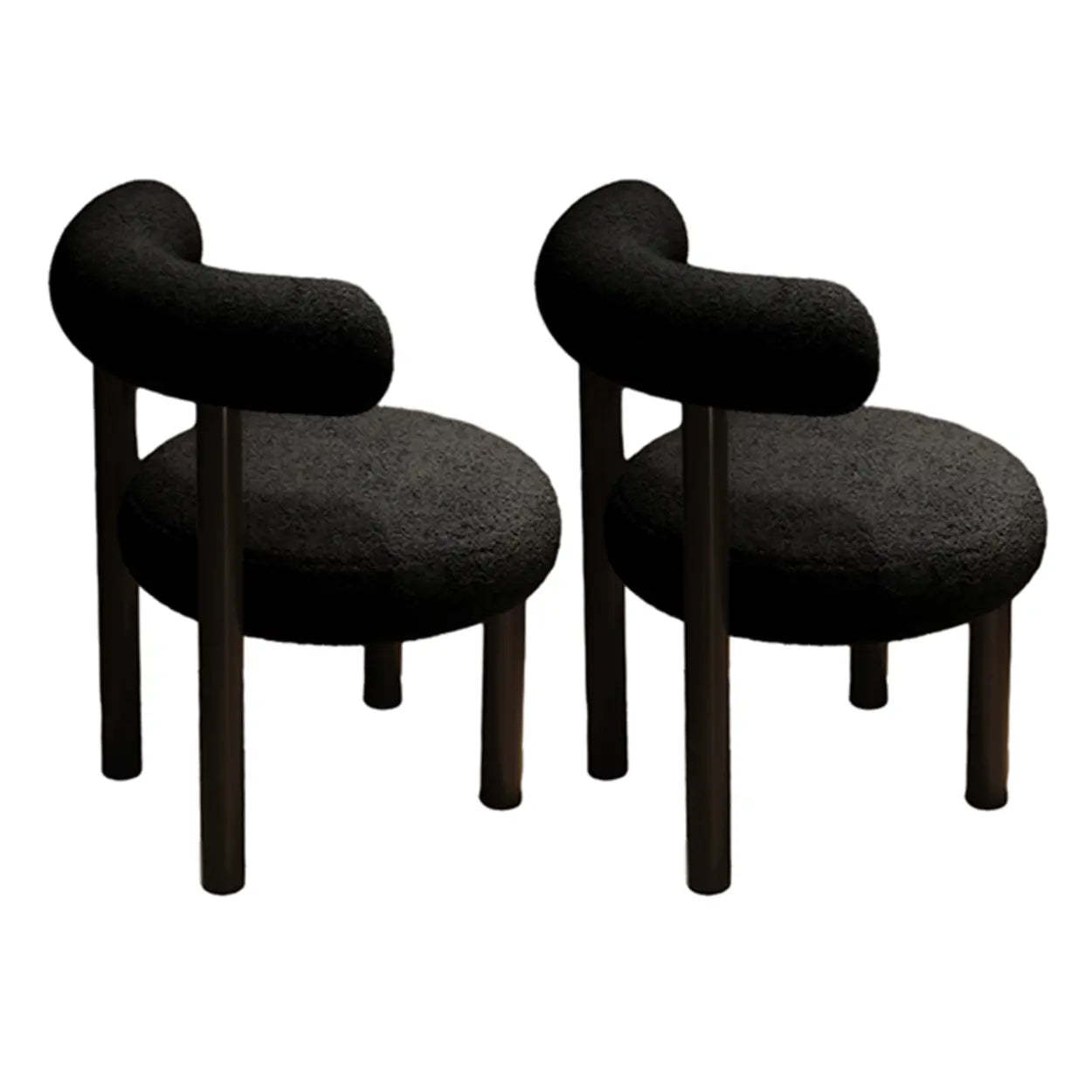 Cream Upholstered Metal Vanity Stool with Arc Back — Green / 1 Piece