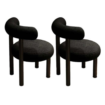 Cream Upholstered Metal Vanity Stool with Arc Back — Green / 1 Piece
