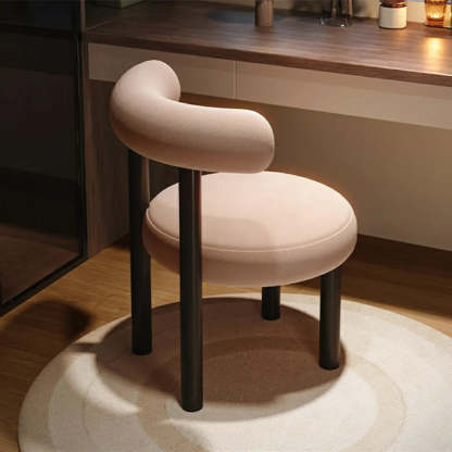 Cream Upholstered Metal Vanity Stool with Arc Back — Green / 2 Piece Set