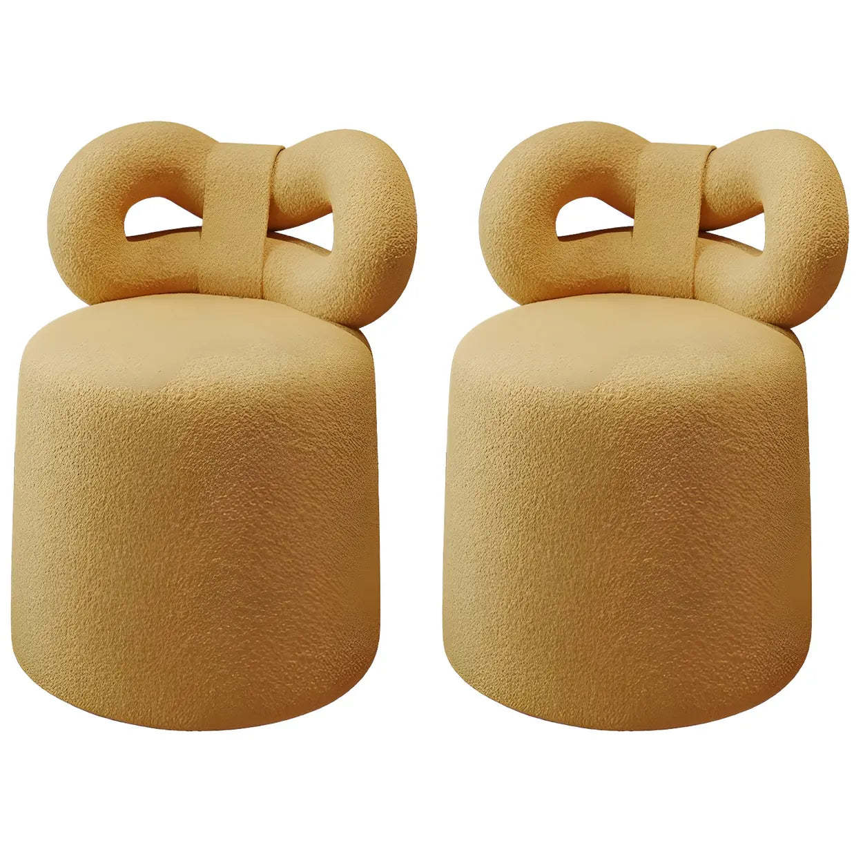 Drum Upholstered Bow-Back Swivel Vanity Stool