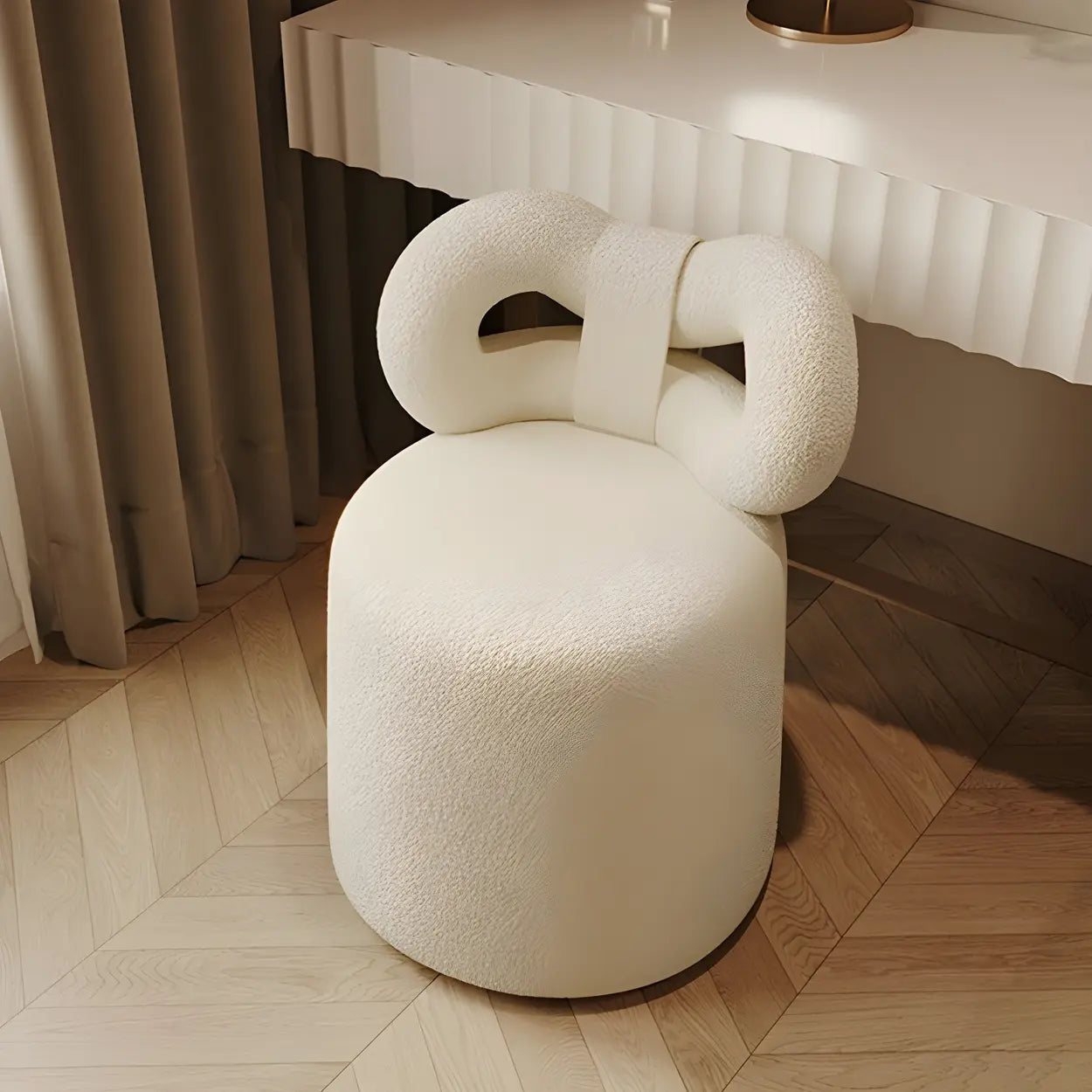 Modern upholstered drum white end & side tables — Set of 2