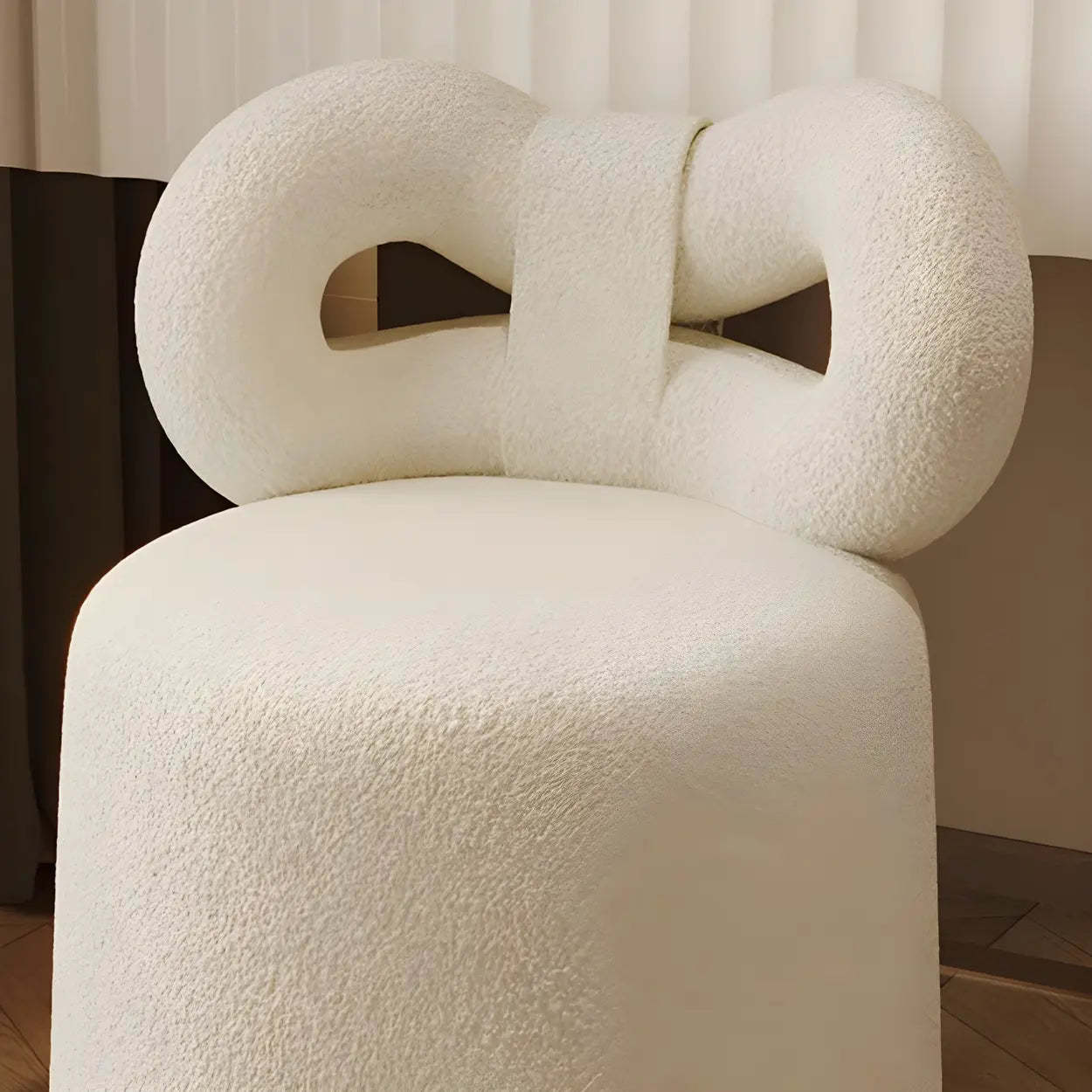 Drum Upholstered Bow-Back Swivel Vanity Stool