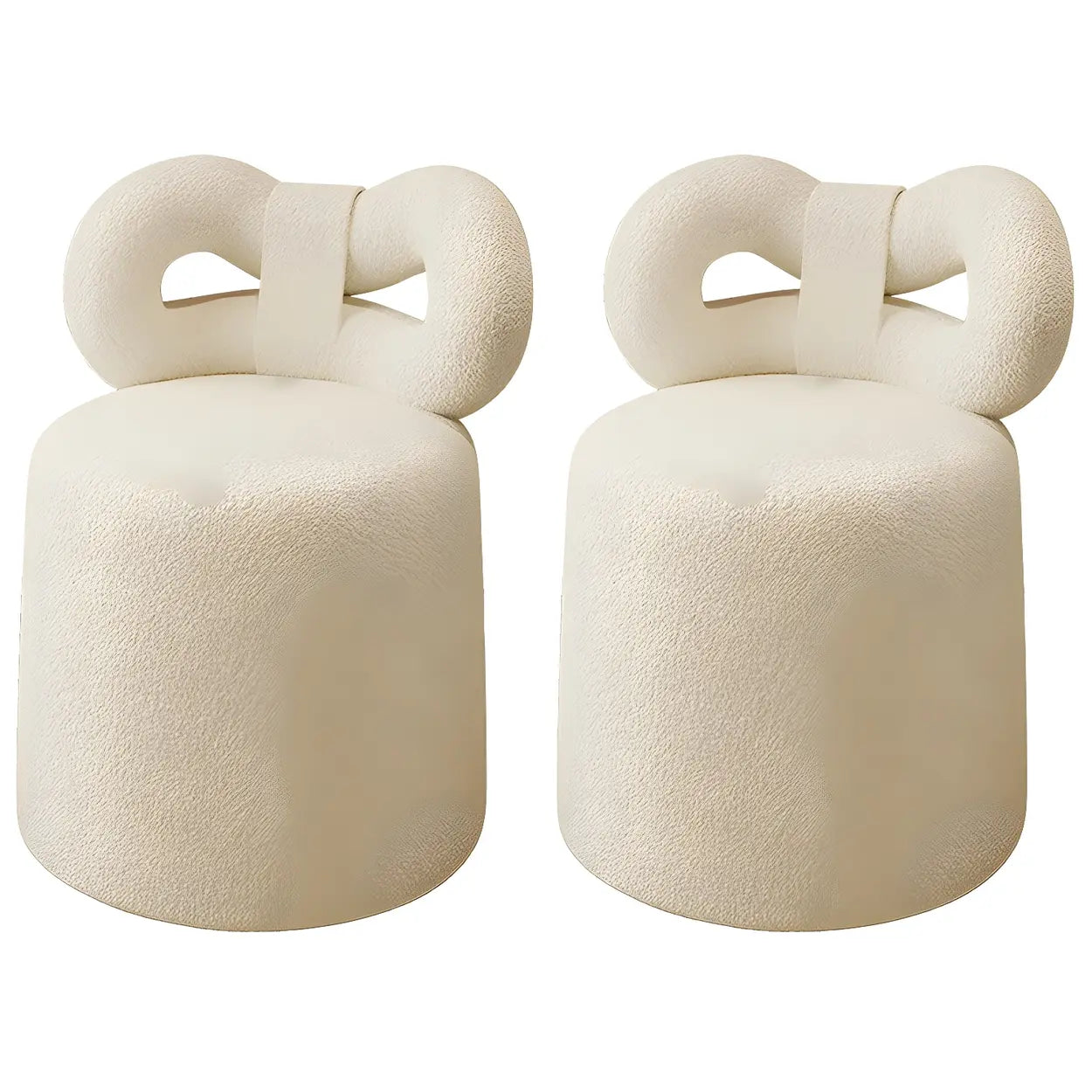 Drum Upholstered Bow-Back Swivel Vanity Stool