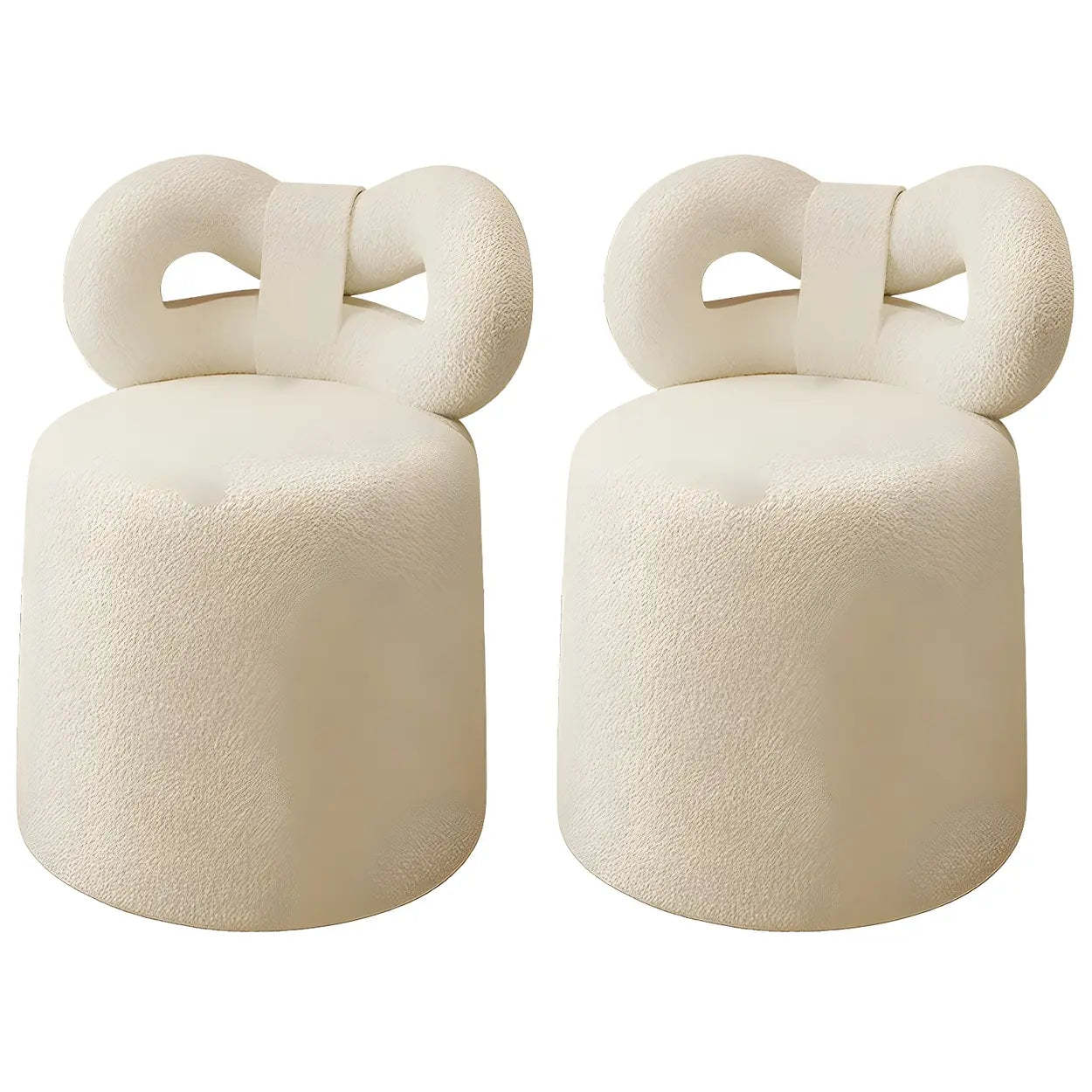 Drum Upholstered Bow-Back Swivel Vanity Stool