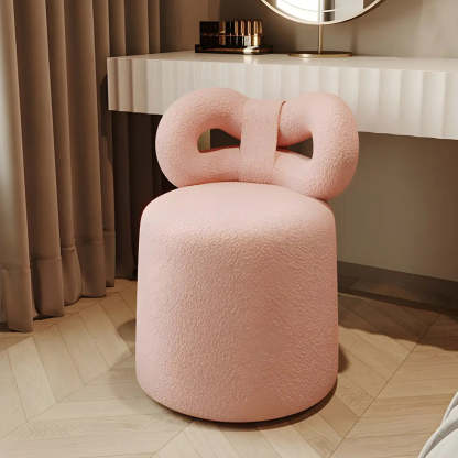 Drum Upholstered Bow-Back Swivel Vanity Stool