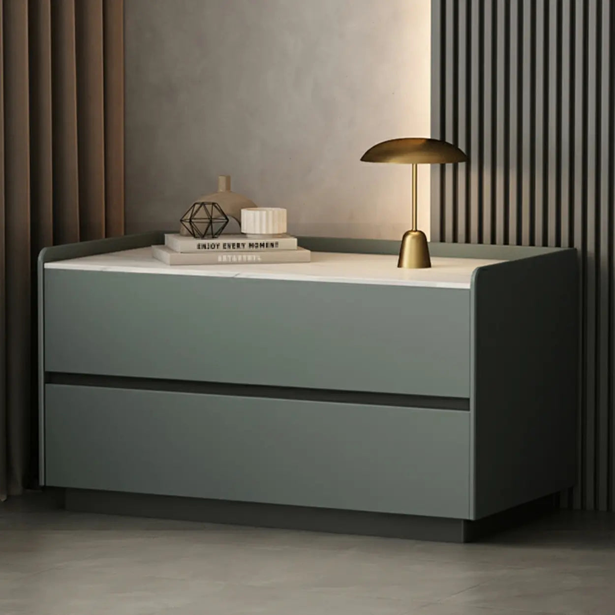 Cream Rectangular Faux Leather Storage Nightstand — Light Coffee / 2 Piece Set