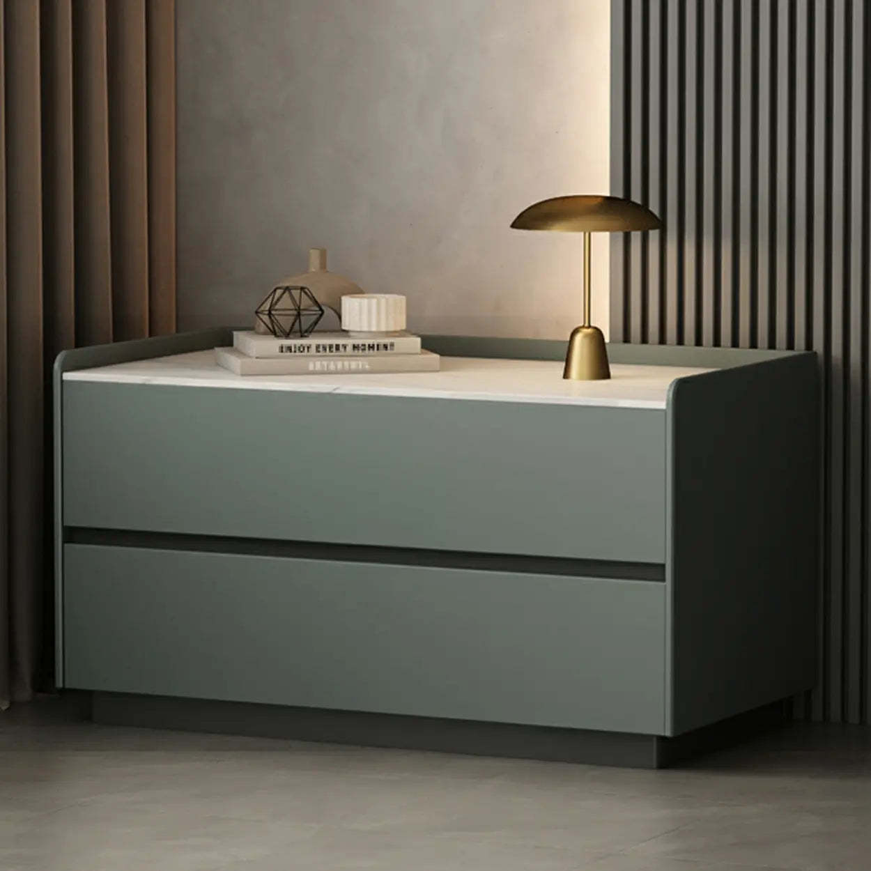 Cream Rectangular Faux Leather Storage Nightstand — Light Coffee / 2 Piece Set