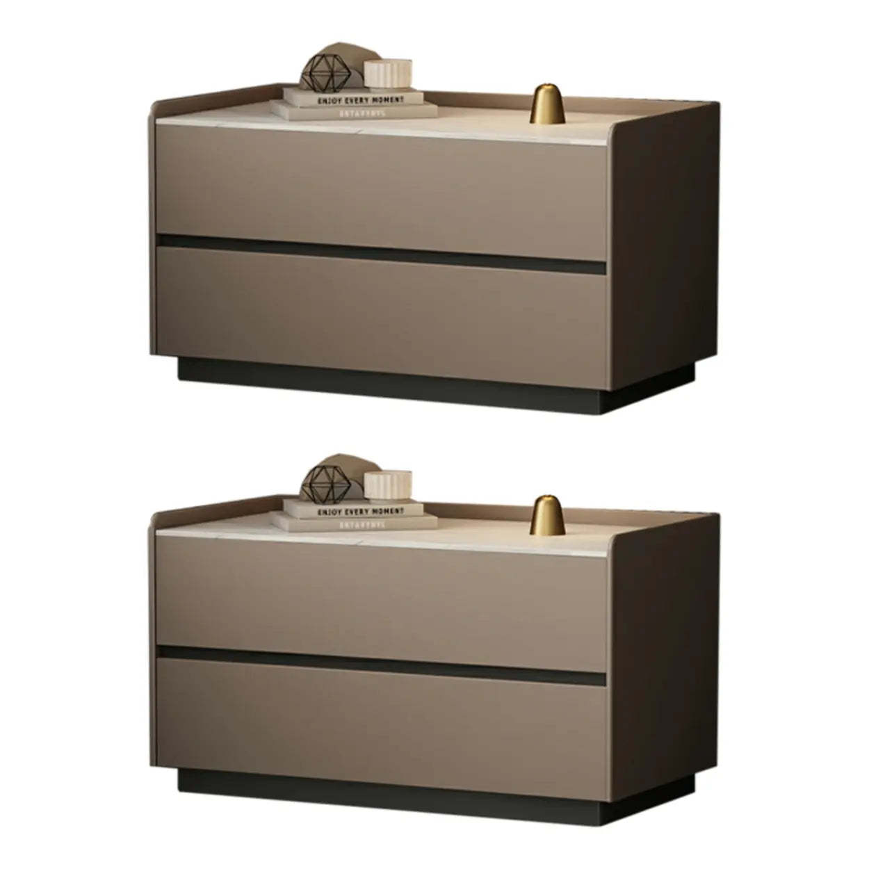 Cream Rectangular Faux Leather Storage Nightstand — Off-White / 1 Piece