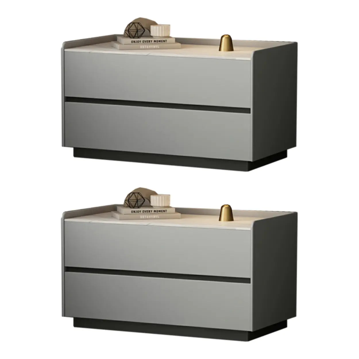 Cream Rectangular Faux Leather Storage Nightstand — Green / 1 Piece