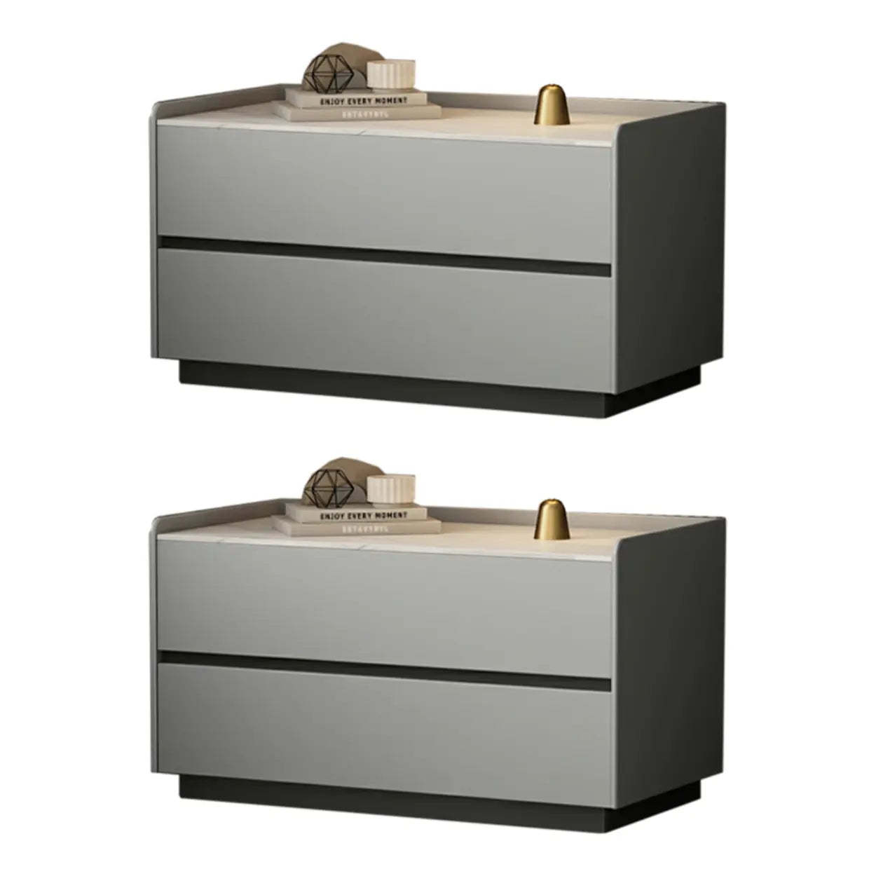 Faux rectangular leather nightstands for hallway — 24" L x 16" W x 19" H / Light Gray / Set of 2