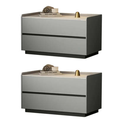Cream Rectangular Faux Leather Storage Nightstand — Green / 1 Piece