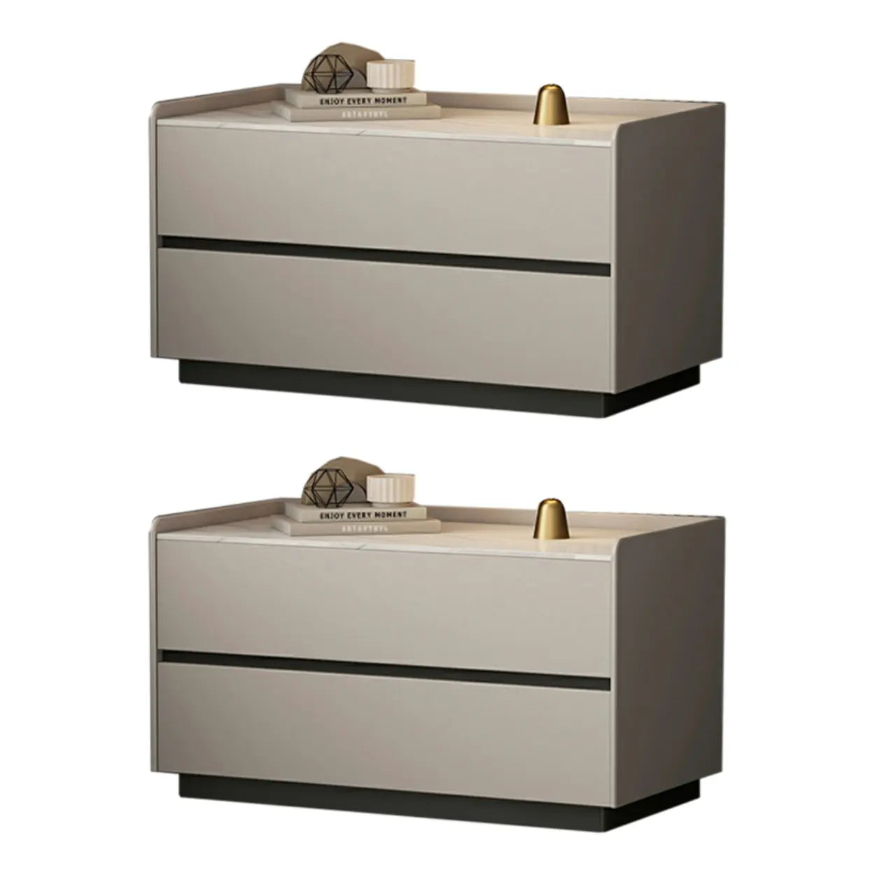 Cream Rectangular Faux Leather Storage Nightstand — Orange / 1 Piece