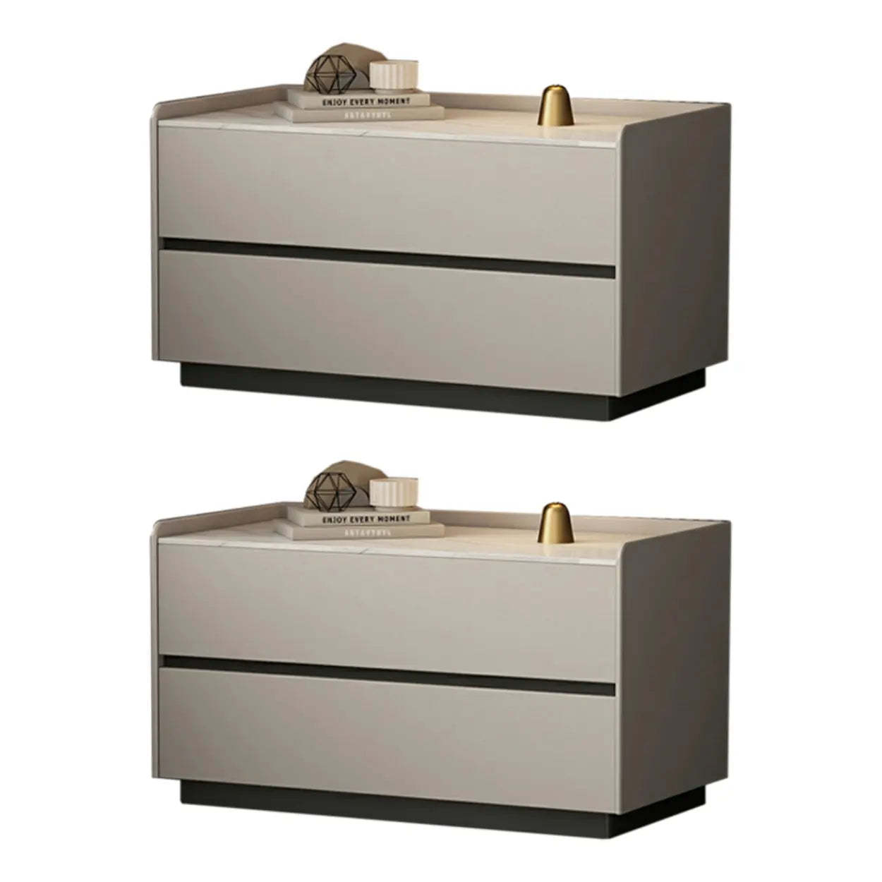 Cream Rectangular Faux Leather Storage Nightstand — Orange / 1 Piece