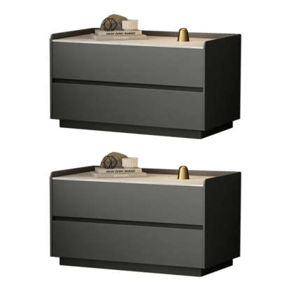 Cream Rectangular Faux Leather Storage Nightstand — Orange / 2 Piece Set