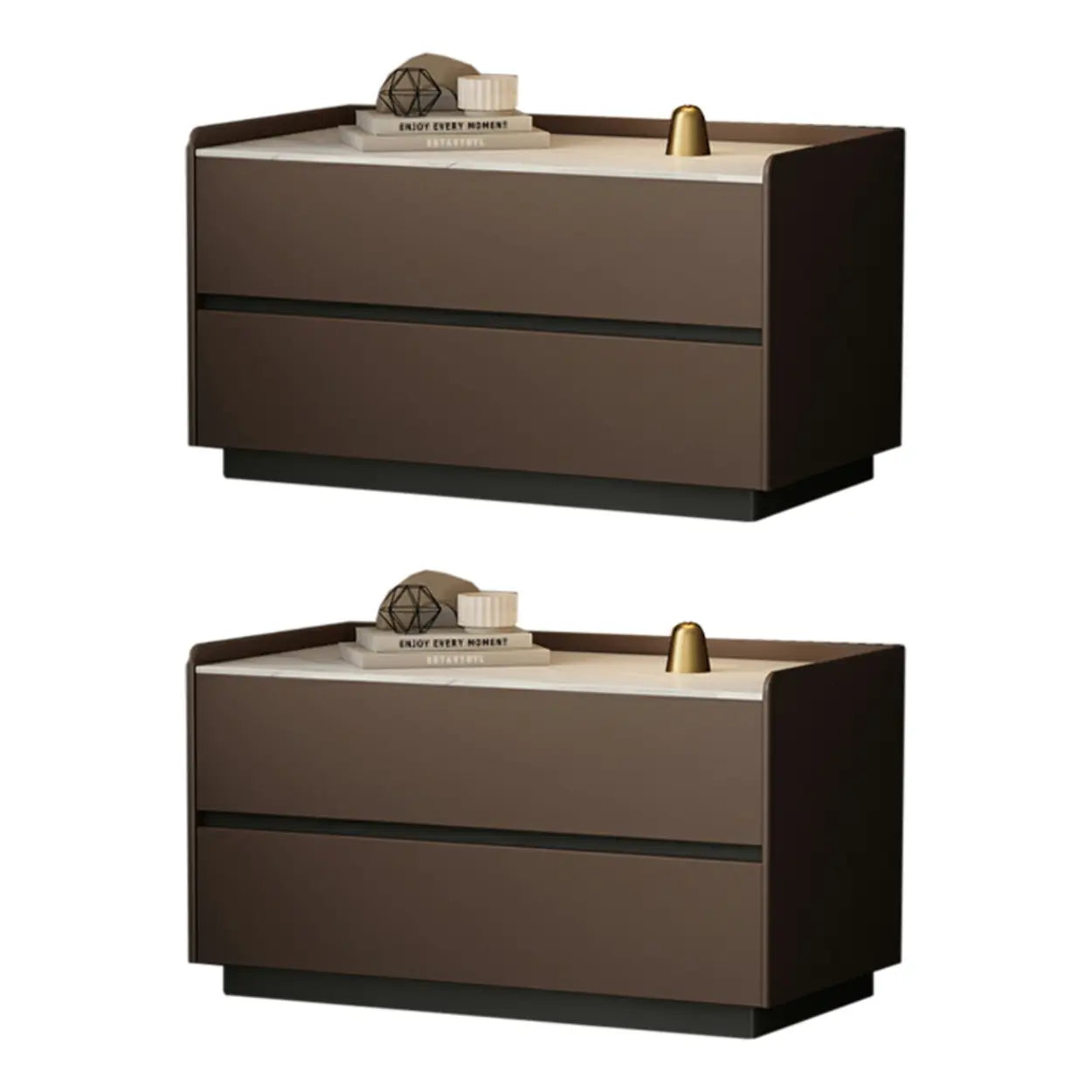 Cream Rectangular Faux Leather Storage Nightstand — Cream Gray / 1 Piece