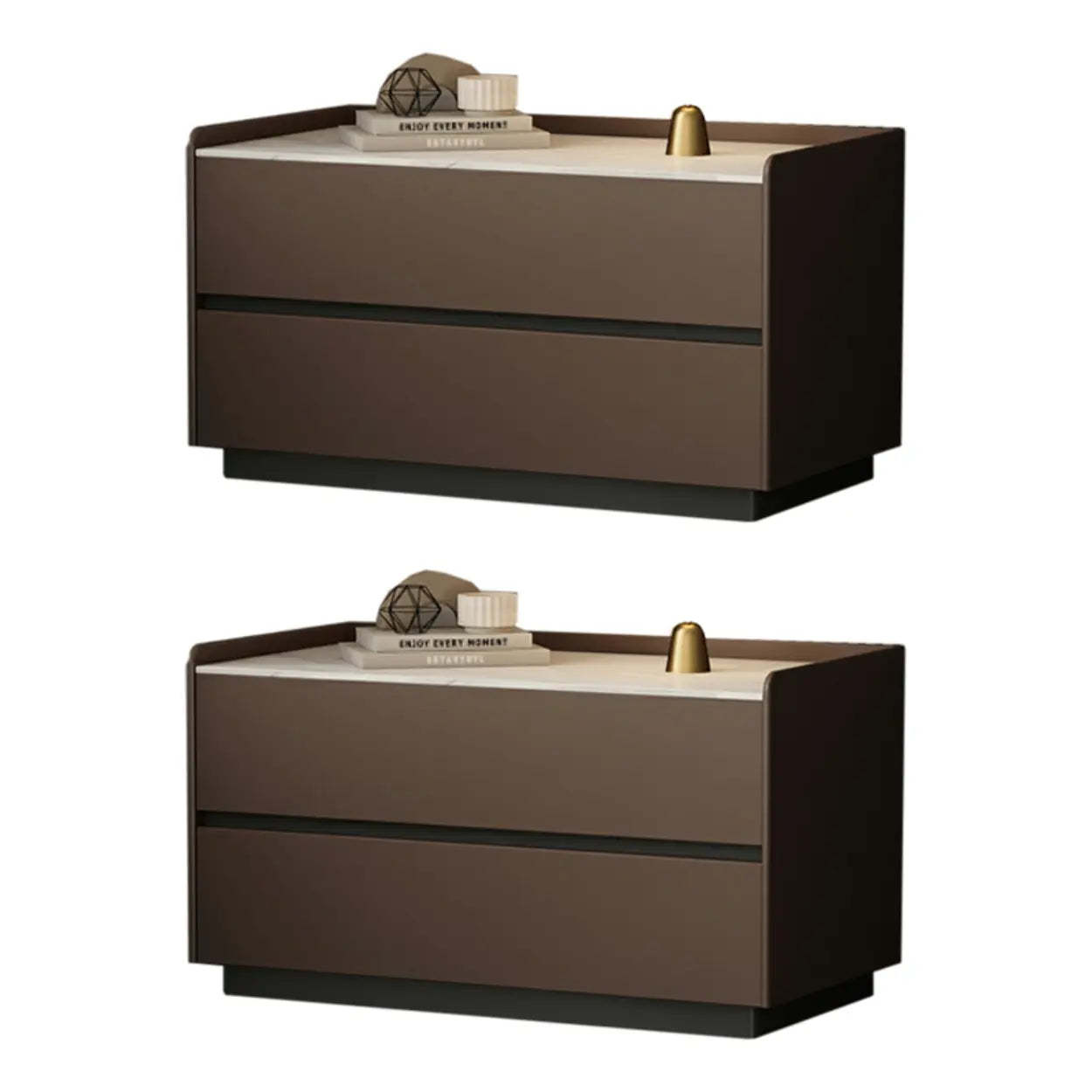 Cream Rectangular Faux Leather Storage Nightstand — Cream Gray / 1 Piece