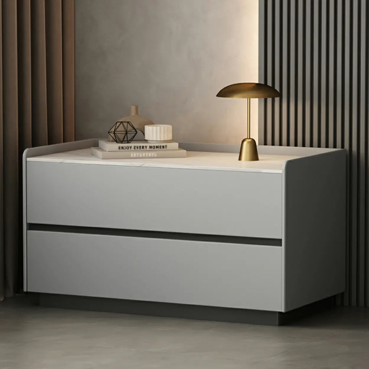 Cream Rectangular Faux Leather Storage Nightstand — Orange / 1 Piece
