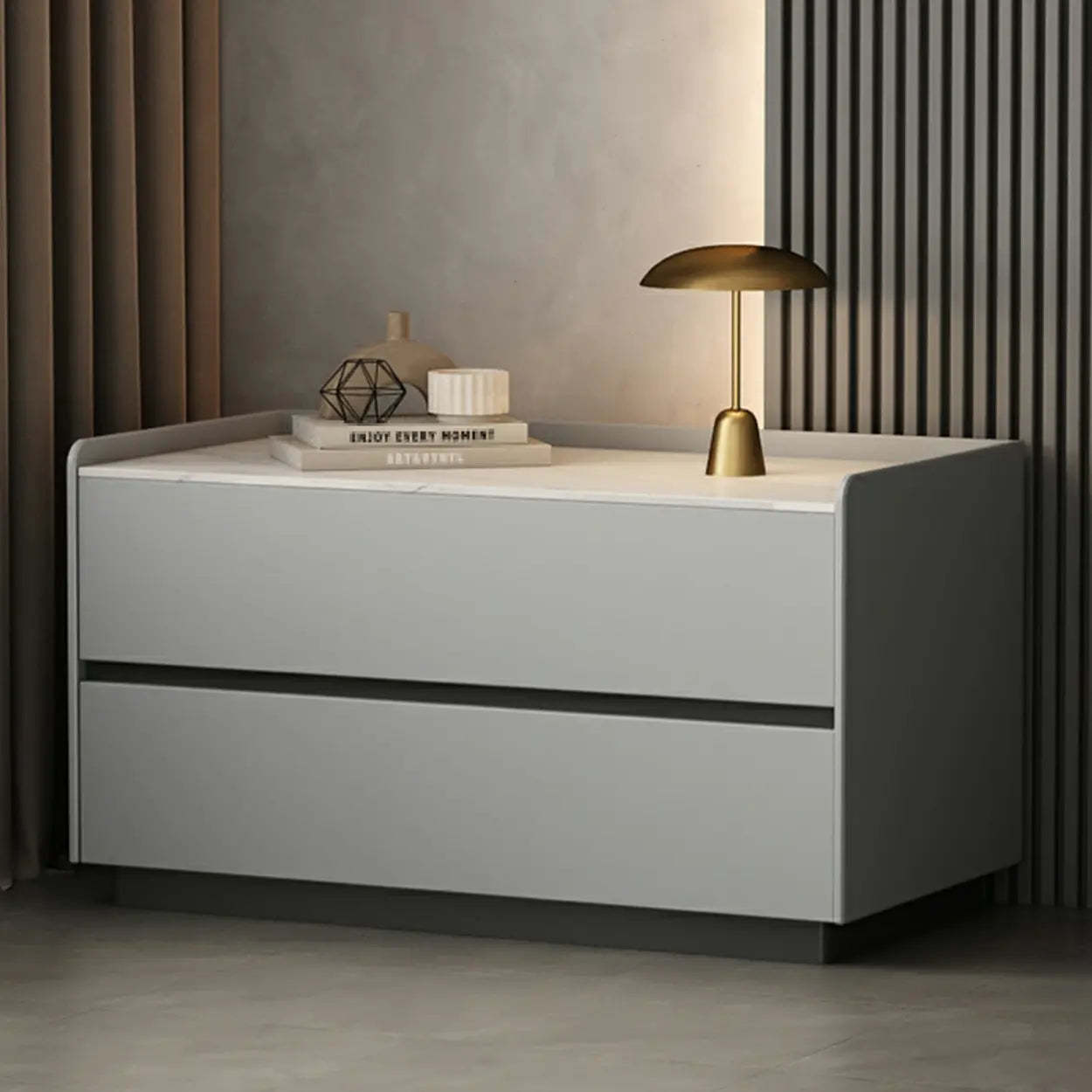 Cream Rectangular Faux Leather Storage Nightstand — Orange / 1 Piece