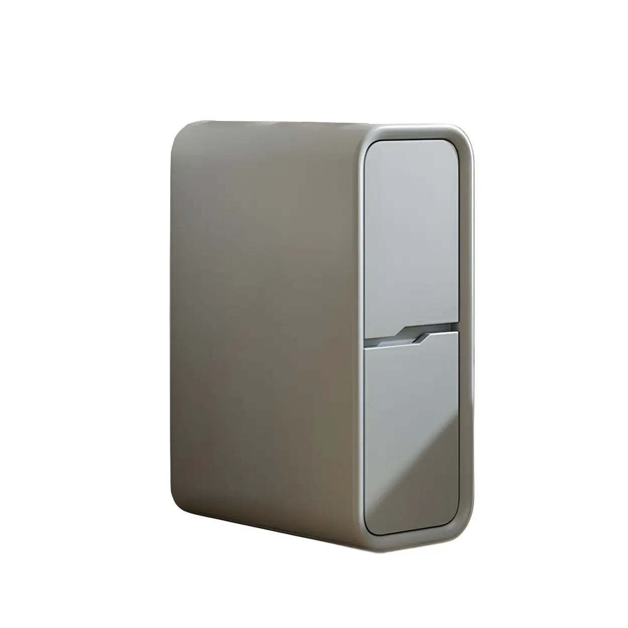 Cream Rounded Wood Faux Leather Multifunctional Nightstand — Off-White / 1 Piece