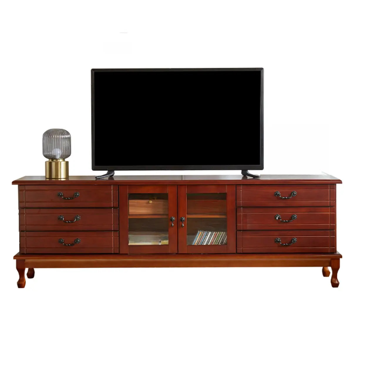 Cream Wood Rectangular TV Stand with Drawers — Coffee