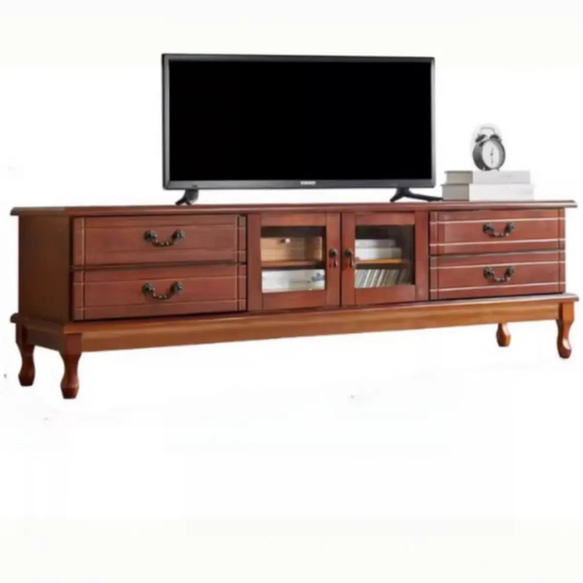 Cream Wood Rectangular TV Stand with Drawers — Cream