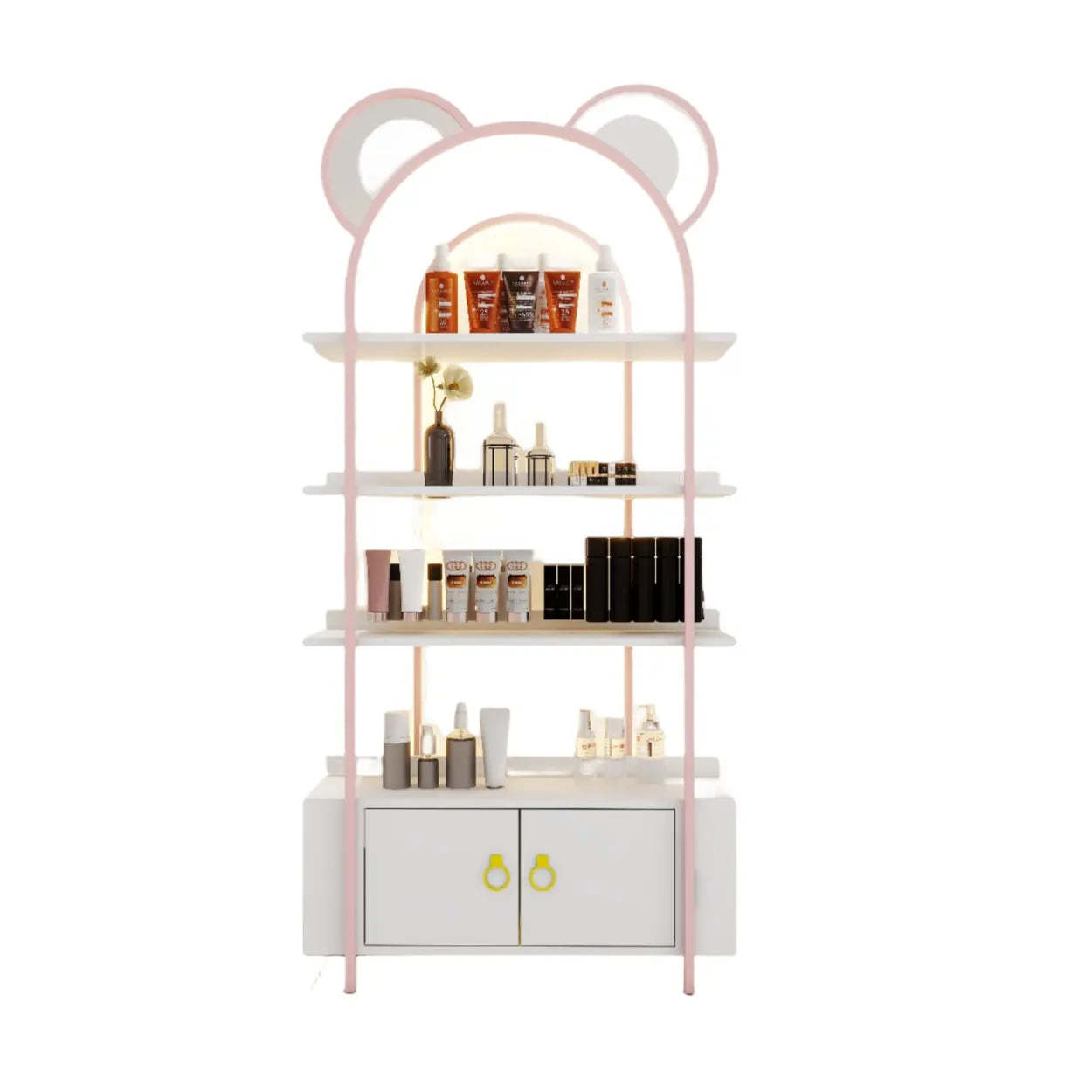 Arched Gold Metal Open Floor Display Cabinet — Gold / Cabinet Not Included