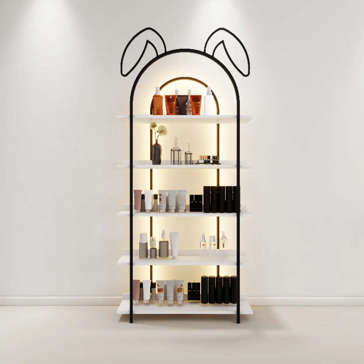 Blue modern display arched wine cabinets — 39" L x 12" W x 79" H / No Cabinets / Black