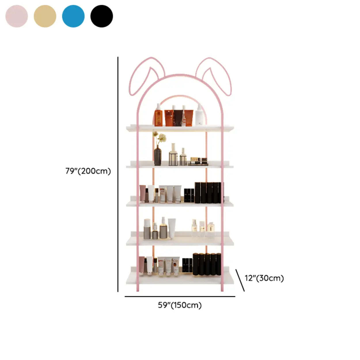 Arched Rabbit Ear Metal Floor Display Cabinet — Blue / Cabinet Not Included