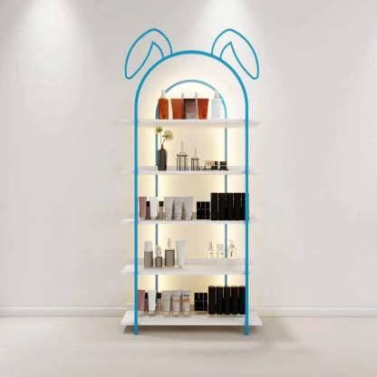 Arched Rabbit Ear Metal Floor Display Cabinet — Pink / 1