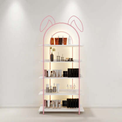 Arched Rabbit Ear Metal Floor Display Cabinet — Black / 1
