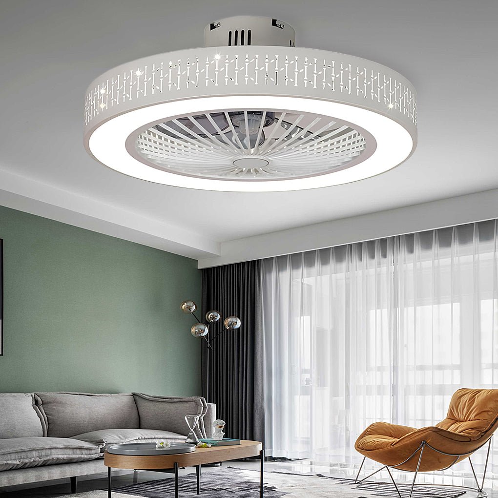 Creative Bladeless Ceiling Fans Light Ceiling Fans with Chandelier Ceiling Fan Lamp-Lighom