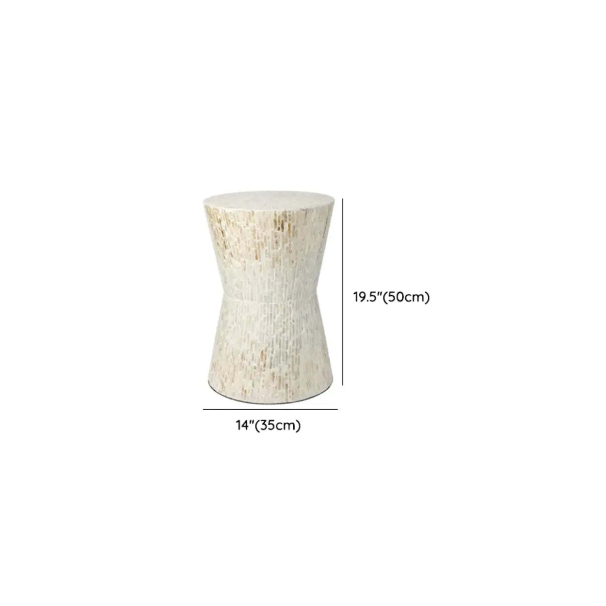 Bohemian White-Green Drum Shell Wood End Table